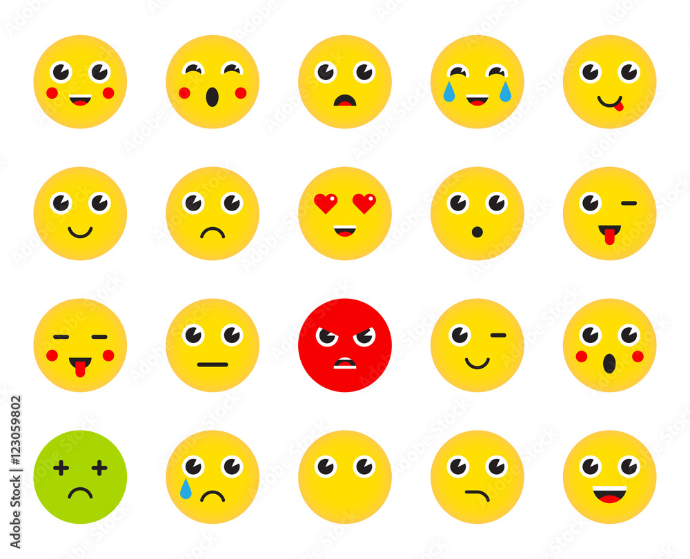 Set of Emoticons or Emoji. Vector Illustration. Set of Emoticons or Emoji. Vector Illustration.