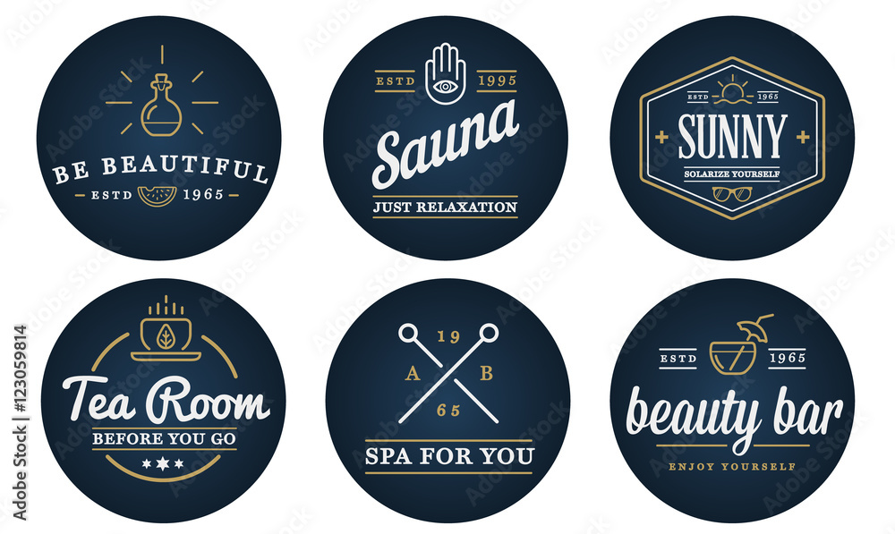 Naklejka premium Set of Vector Spa Beauty Yoga Sport Elements Illustration can be