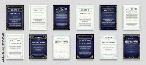 Set of Great Quality Style Invitation in Art Deco or Nouveau Epo
