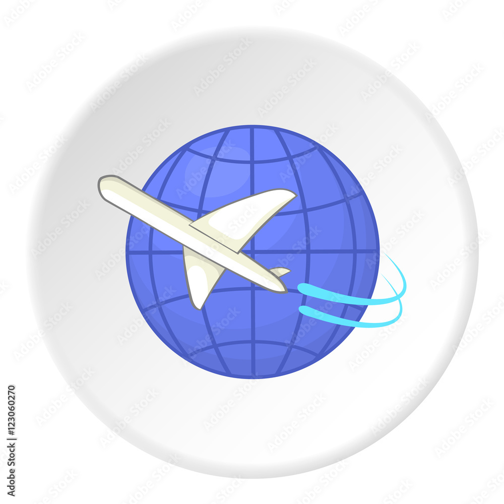 Flights around world icon. Cartoon illustration of flights around world vector icon for web