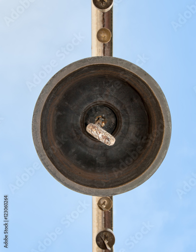 bottom view of the hanging bell, Buddhist temple, Thailand