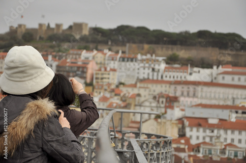 Lisbon Tourists taking a photo