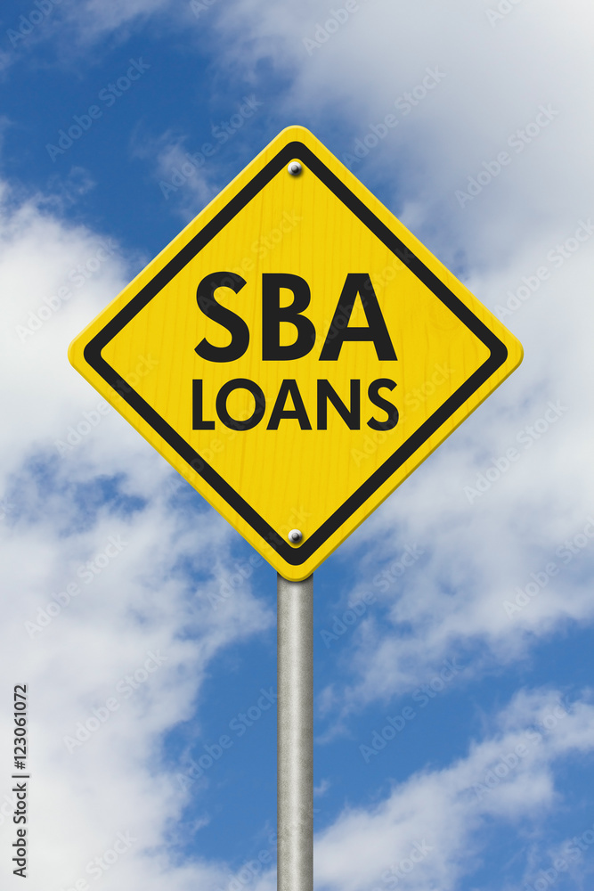 SBA Loans yellow warning highway road sign SBA Loans yellow warning highway road sign