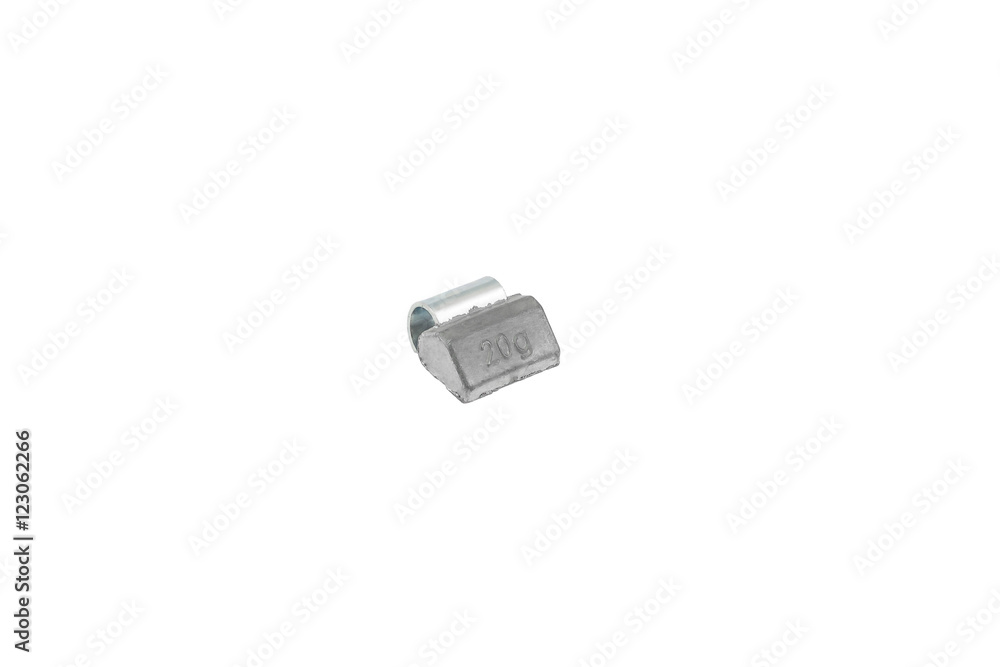 Wheel lead weight balancing isolated on white background Wheel lead weight balancing isolated on white background