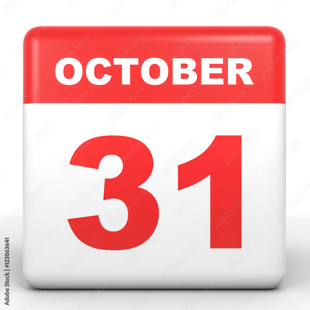 October 31. Calendar on white background. October 31. Calendar on white background.