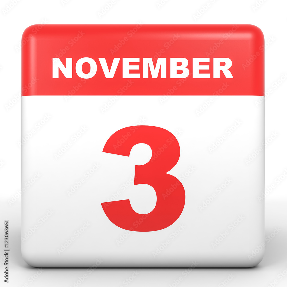 November 3. Calendar on white background. November 3. Calendar on white background.