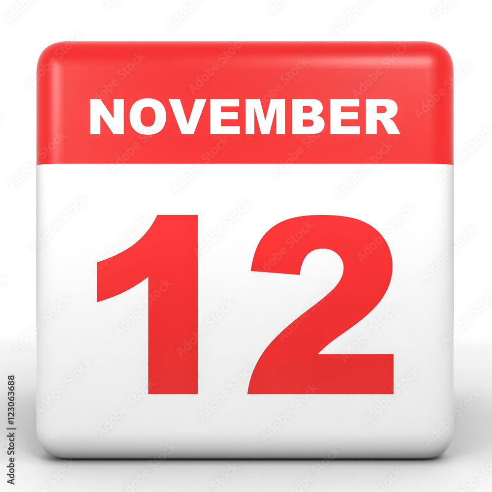 November 12. Calendar on white background. November 12. Calendar on white background.