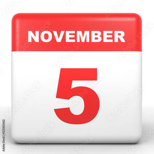 November 5. Calendar on white background.