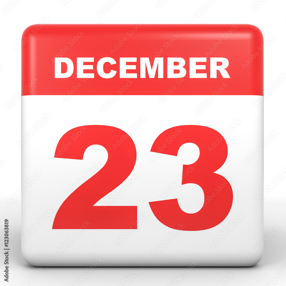 December 23. Calendar on white background. December 23. Calendar on white background.