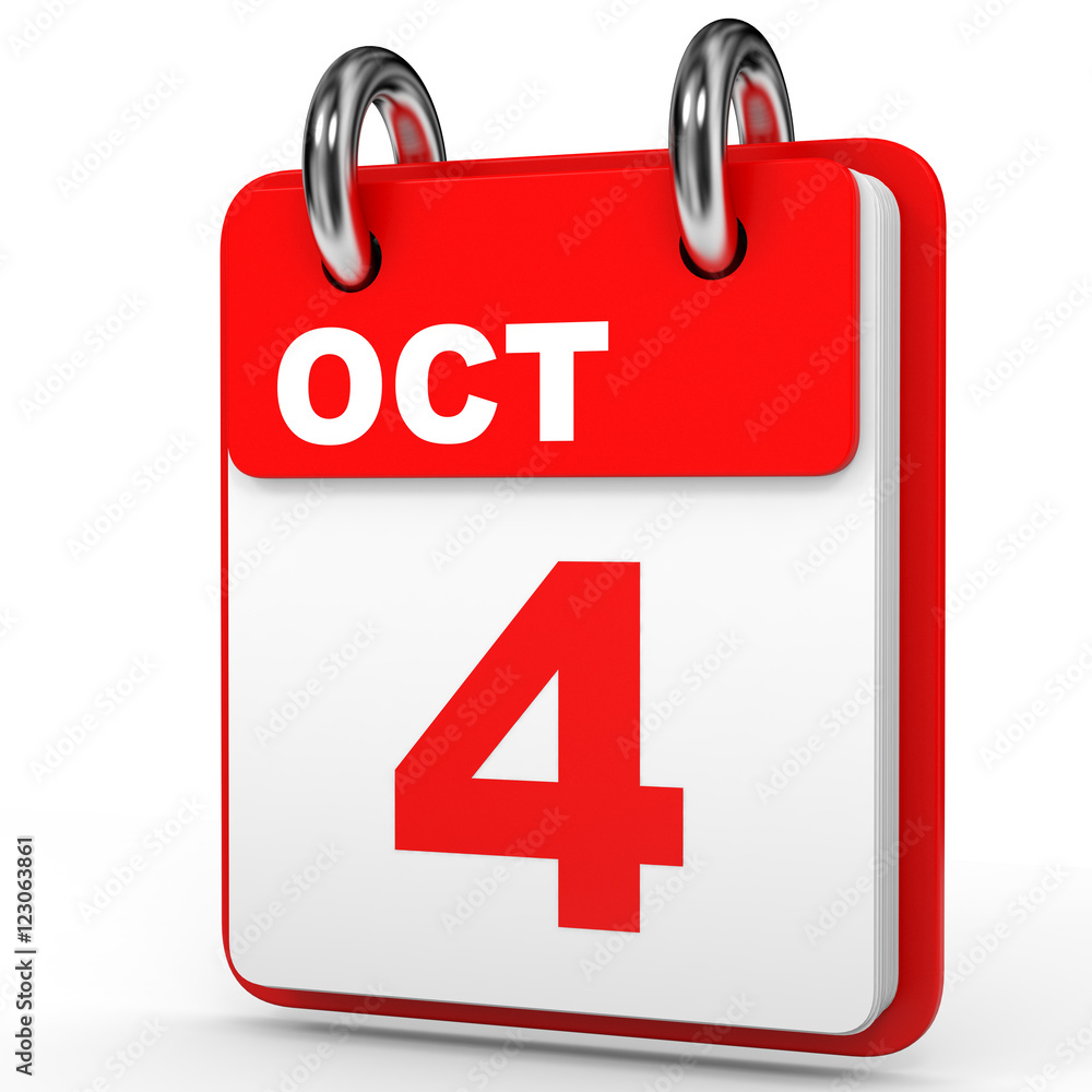 October 4. Calendar on white background. October 4. Calendar on white background.