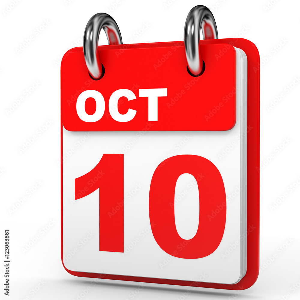 October 10. Calendar on white background. October 10. Calendar on white background.