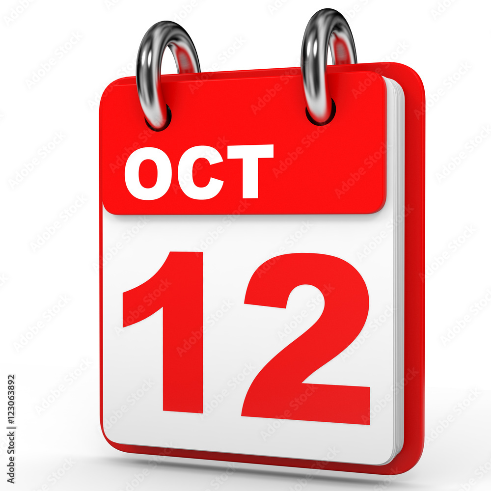 October 12. Calendar on white background. October 12. Calendar on white background.