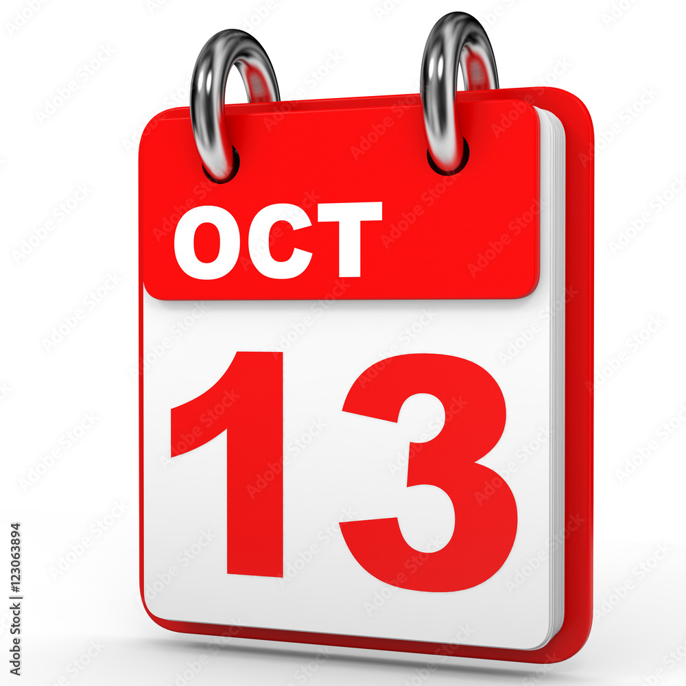 October 13. Calendar on white background. October 13. Calendar on white background.