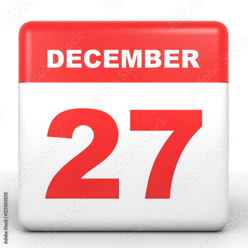 December 27. Calendar on white background.