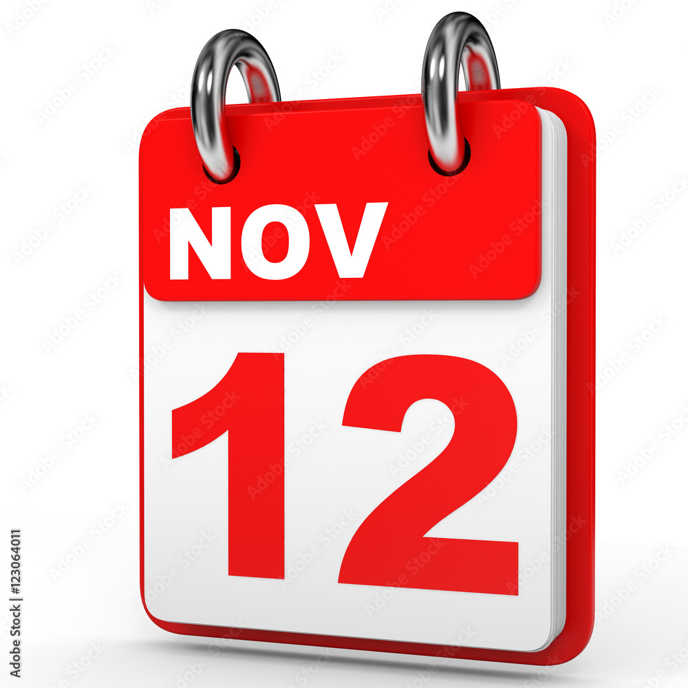 November 12. Calendar on white background. November 12. Calendar on white background.