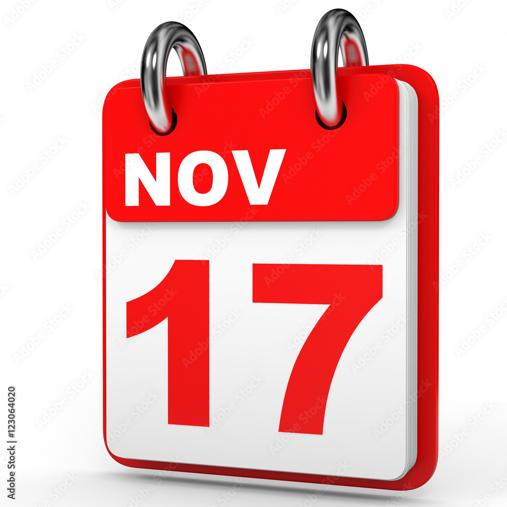 November 17. Calendar on white background. November 17. Calendar on white background.