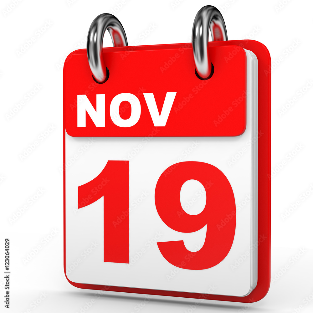 November 19. Calendar on white background. November 19. Calendar on white background.