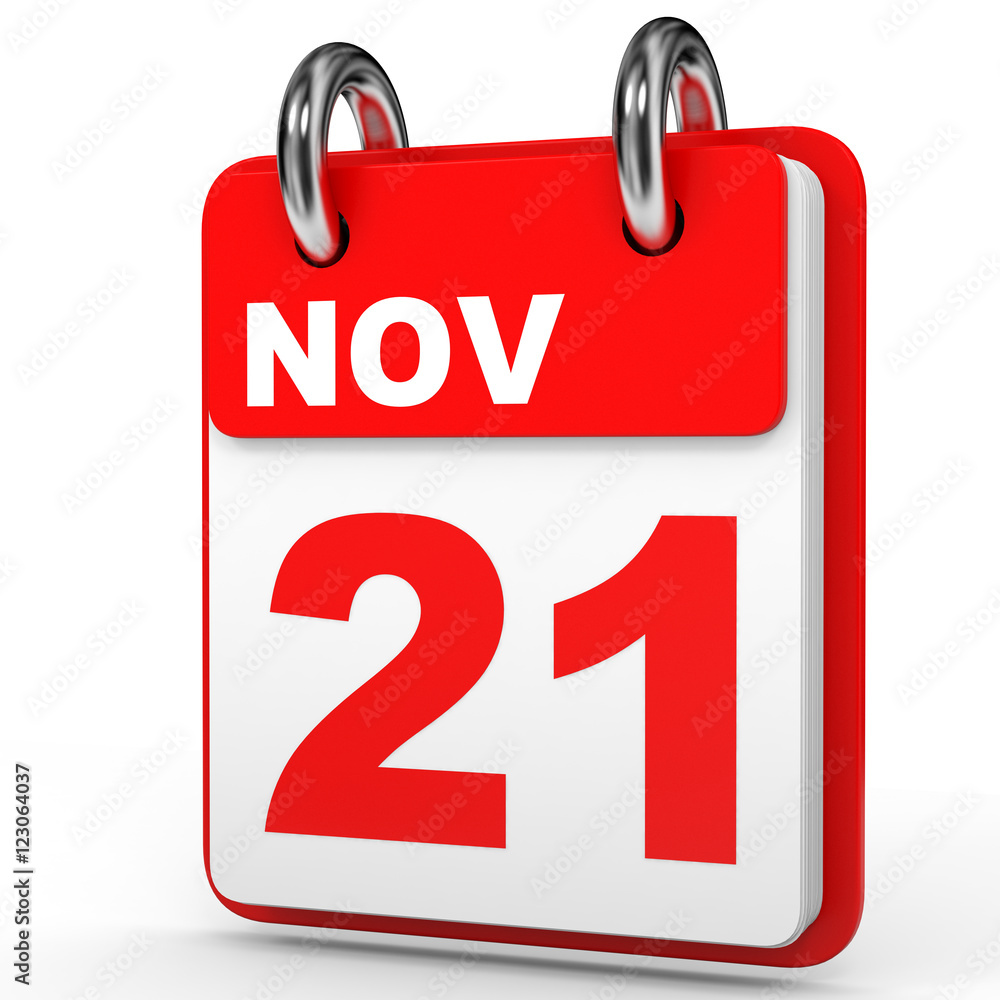 November 21. Calendar on white background. November 21. Calendar on white background.