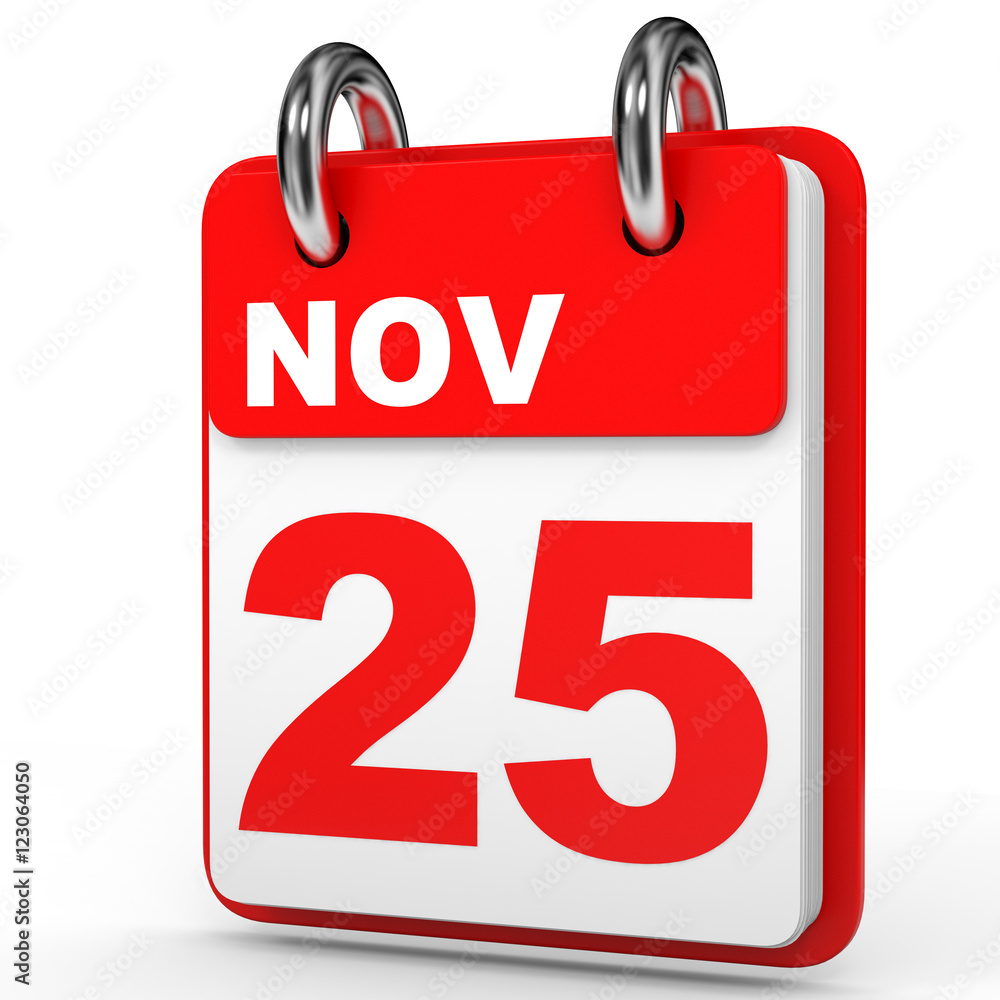 November 25. Calendar on white background. November 25. Calendar on white background.