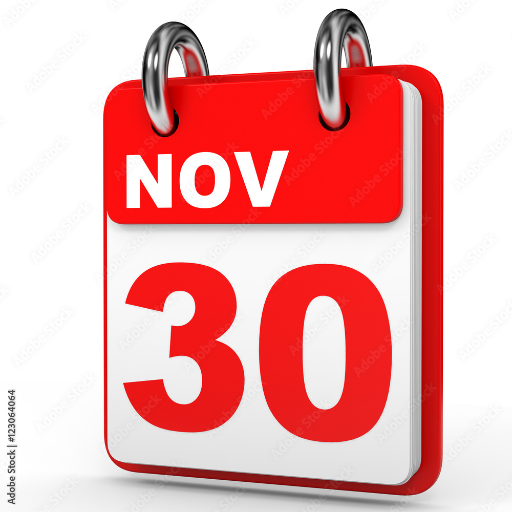 November 30. Calendar on white background. November 30. Calendar on white background.