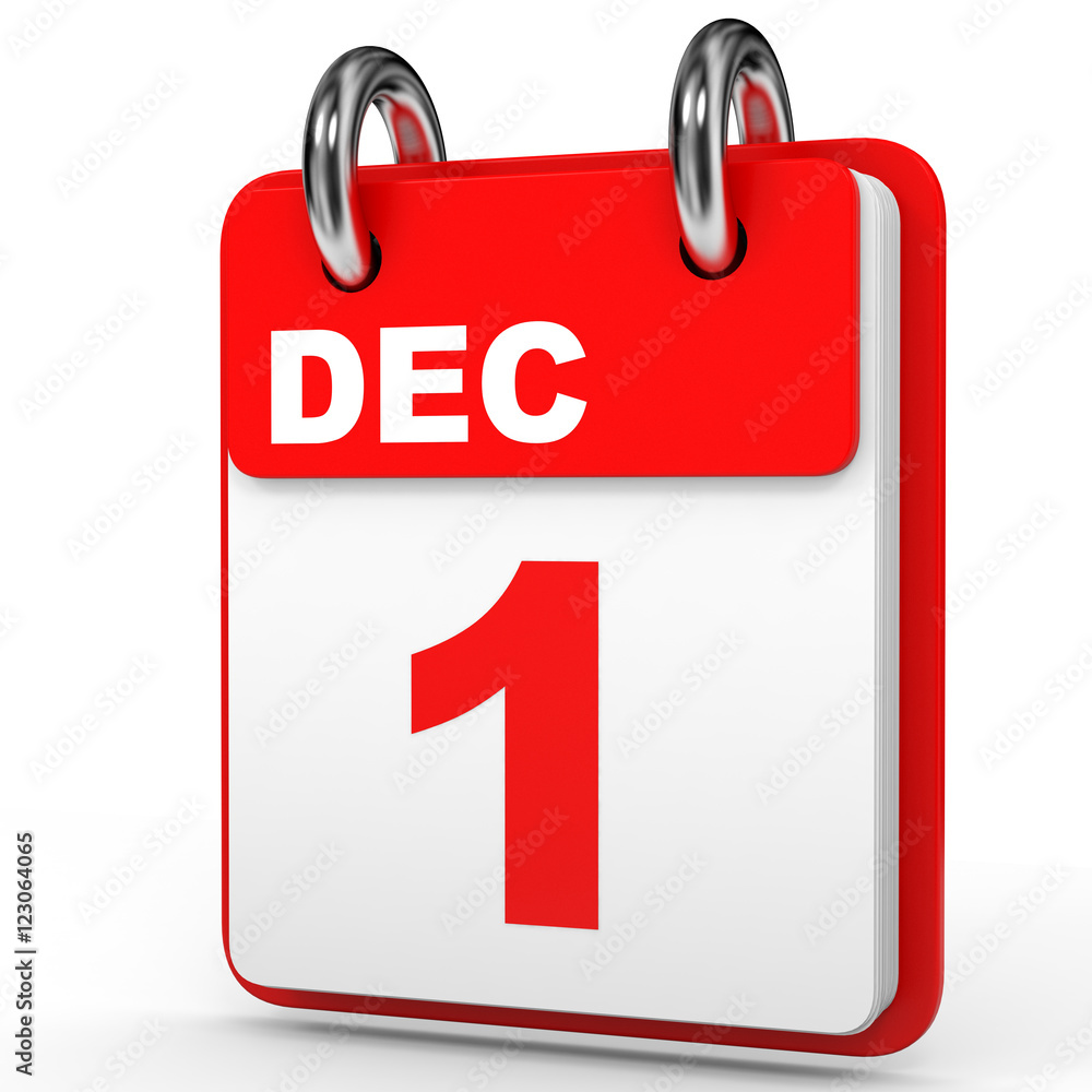 December 1. Calendar on white background. December 1. Calendar on white background.