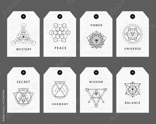 Sacred geometry signs labels set