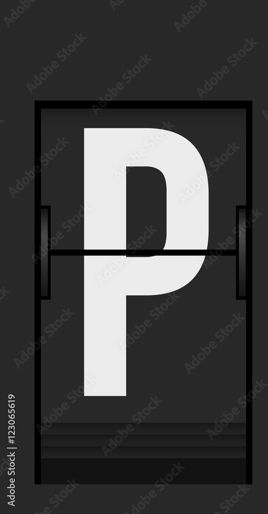 Split flap, mechanical board detail. Part of airport schedule mechanical board display. Vintage technology detail illustration.