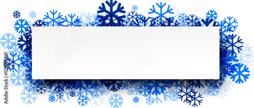 Winter banner with blue snowflakes.