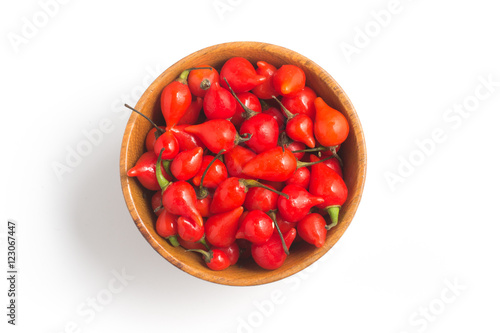 Biquinho Pepper into a bowl. Capsicum Chinense