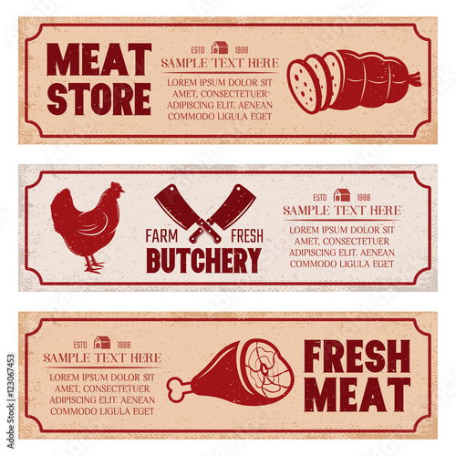 Butchery Horizontal Banners Set