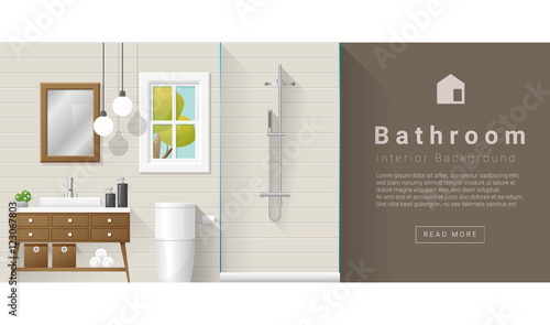 Interior design Modern bathroom background , vector, illustration