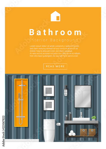 Interior design Modern bathroom banner , vector, illustration