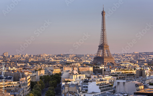 Eiffel tower view from the arc de triomphe in Paris, France