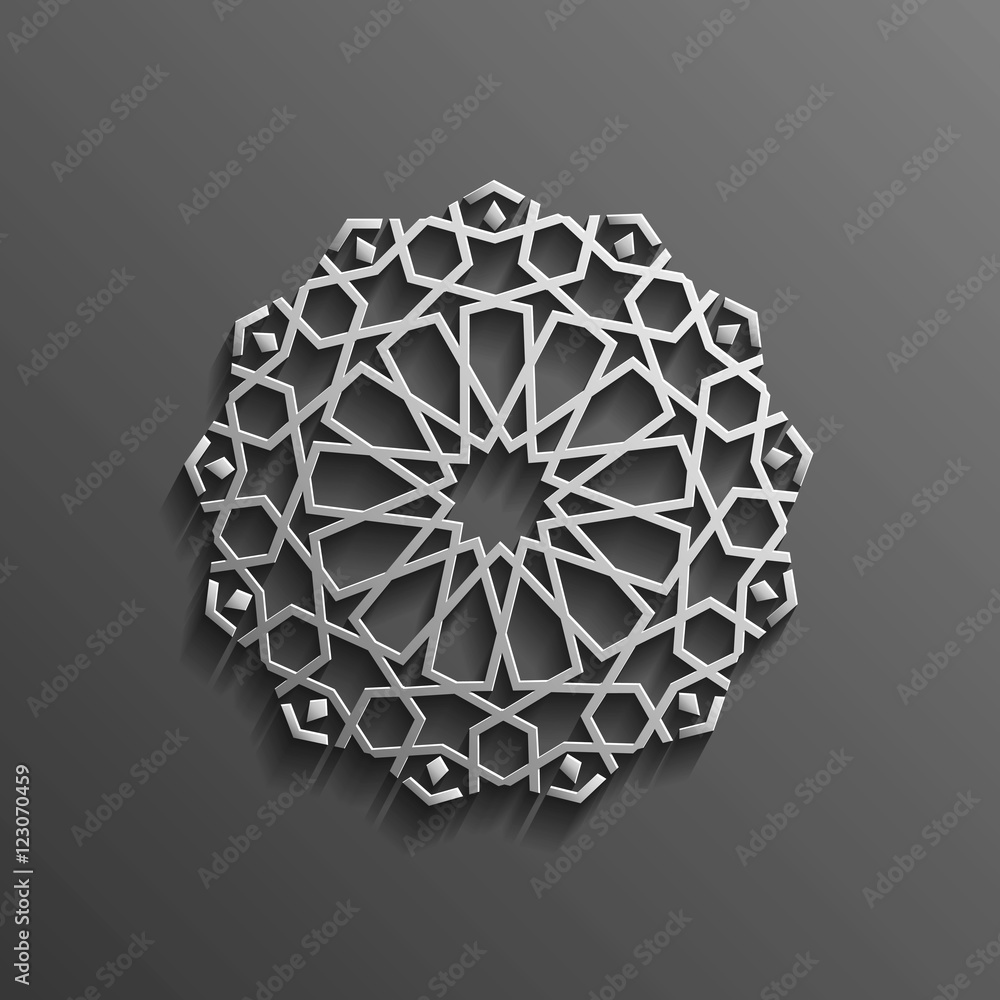 Islamic 3d on dark mandala round ornament background architectural muslim texture design . Can be used for brochures invitations,persian motif Islamic 3d on dark mandala round ornament background architectural muslim texture design . Can be used for brochures invitations,persian motif