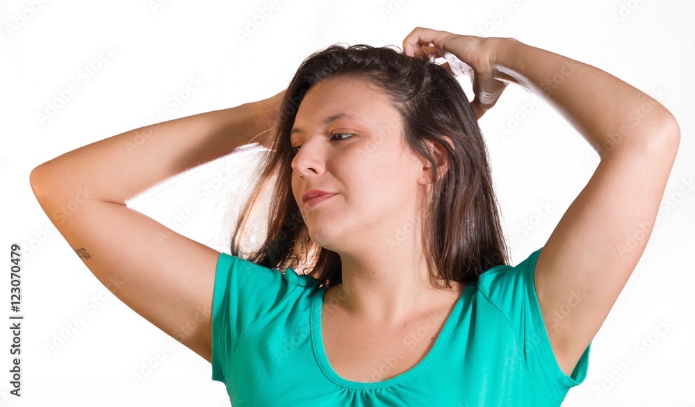 young Brazilian model moving in the hair