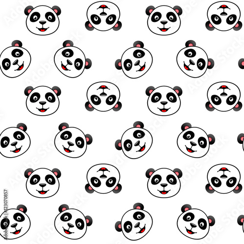 Pattern. Panda. Icons. Vector illustration. White background. Seamless texture.