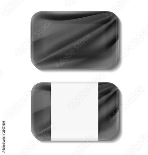 Mockup template polystyrene tray container. Vector illustration on white background. Ready for your design.