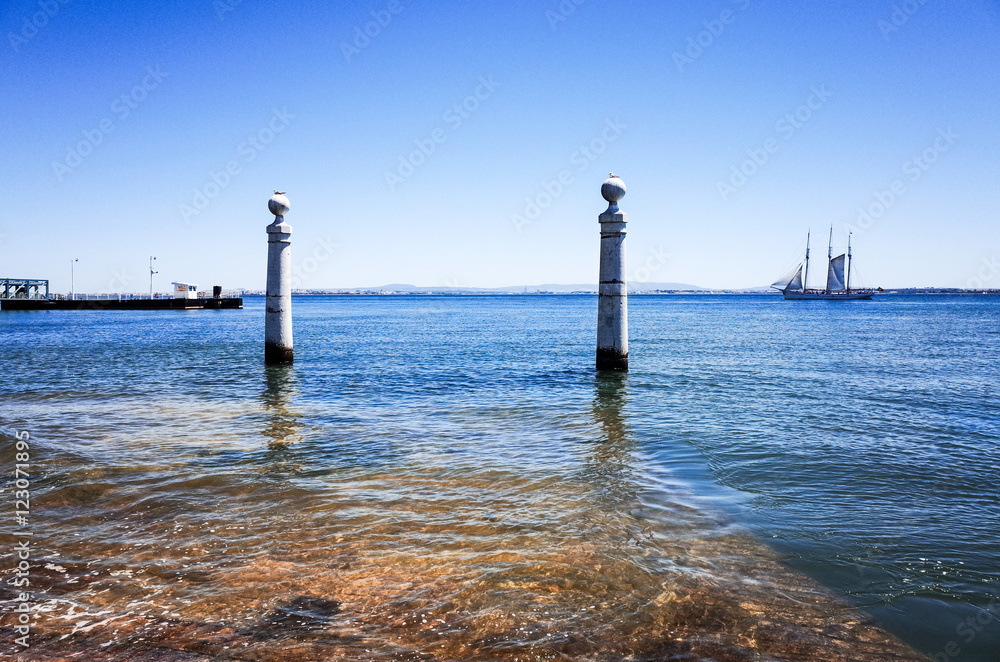 Beautiful Quiet view of the sea in Lisbon, Portugal, Europe Beautiful Quiet view of the sea in Lisbon, Portugal, Europe