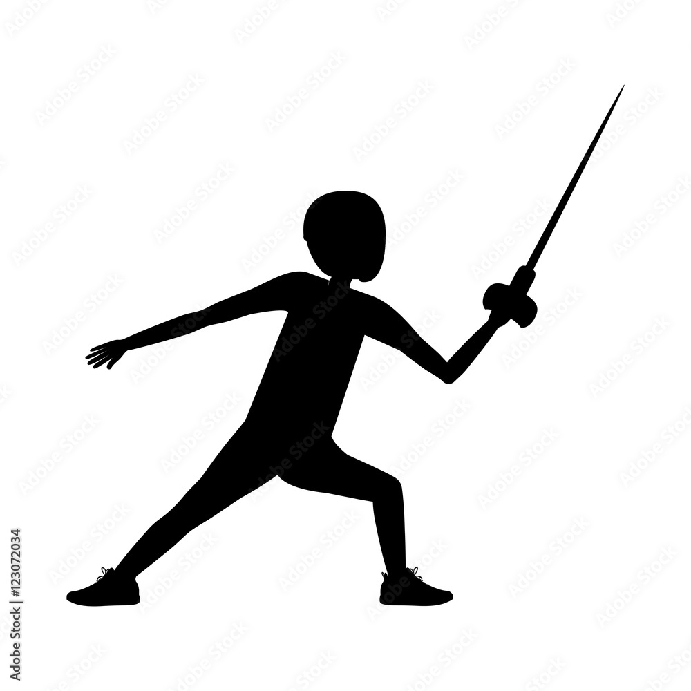 Boy fencing icon. Sport hobby and training theme. Isolated design. Vector illustration Boy fencing icon. Sport hobby and training theme. Isolated design. Vector illustration