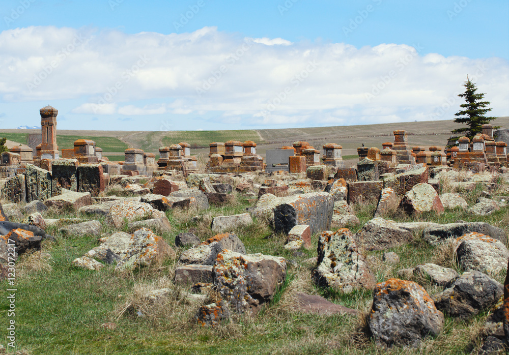Numerous Armenian khachkars in Noratus