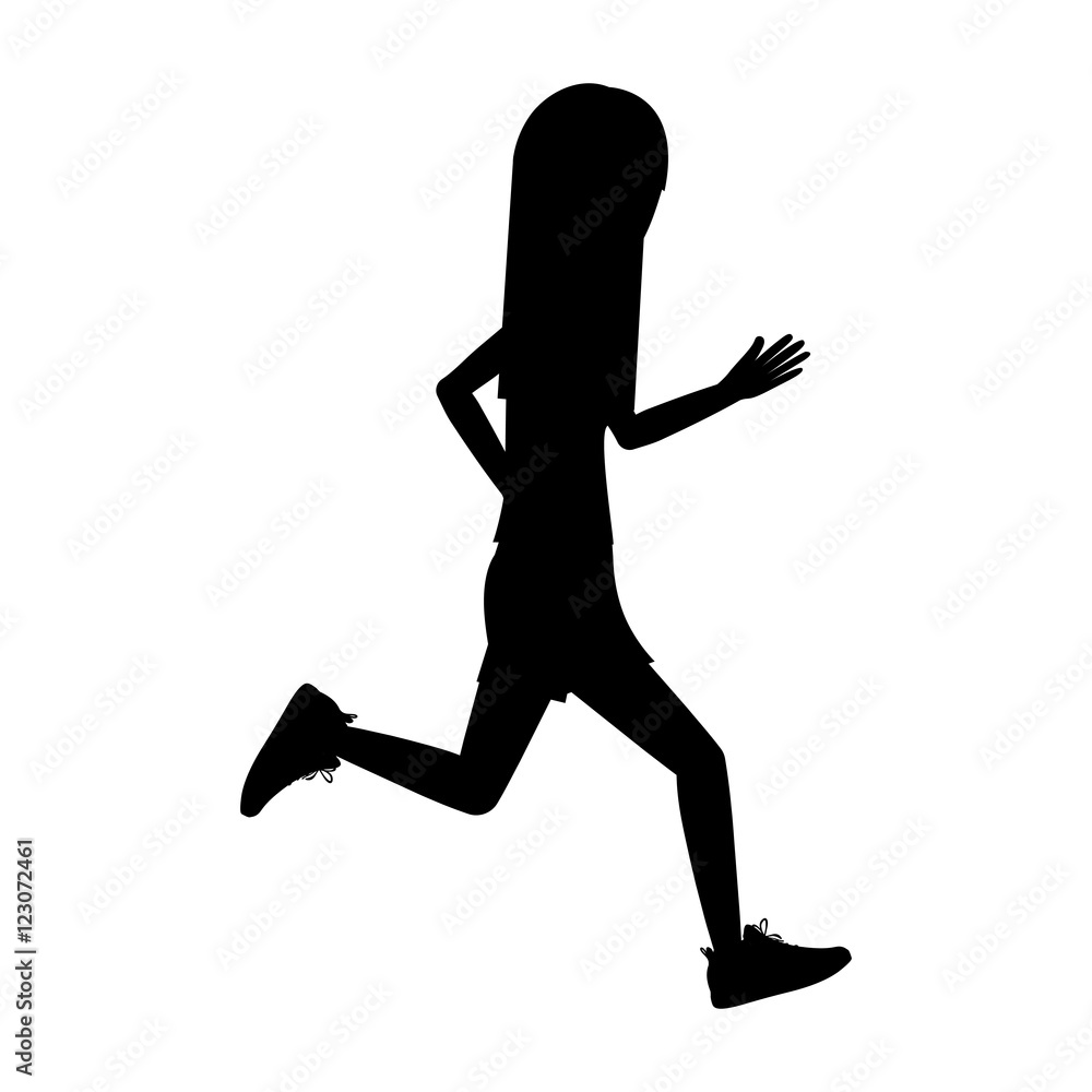 Girl running icon. Sport hobby and training theme. Isolated design. Vector illustration