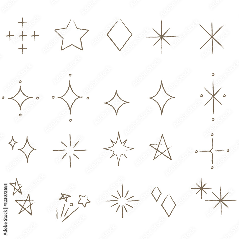 やさしい線画 キラキラ 装飾素材 Stock Vector Adobe Stock