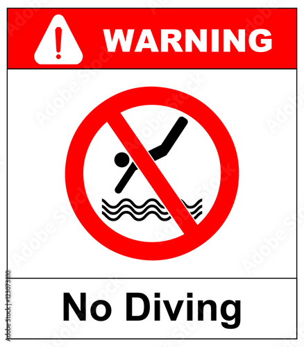 No diving sign. Vector prohibition symbol in red circle