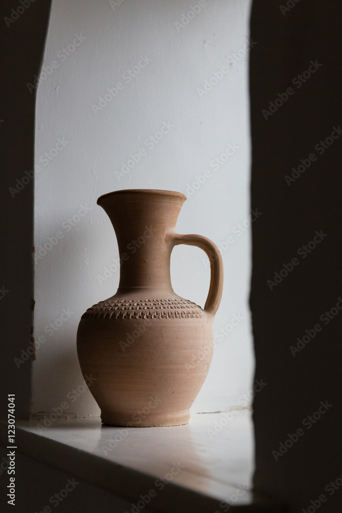 Old clay ceramic vase