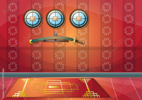 cartoon vector illustration interior chinese room with separated layers in 2d graphic