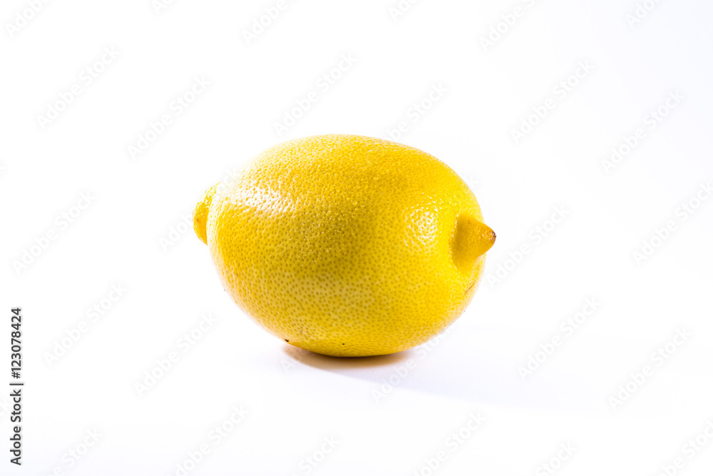 Single Lemon White Background Bright Yellow Fruit Fresh Food Single Lemon White Background Bright Yellow Fruit Fresh Food