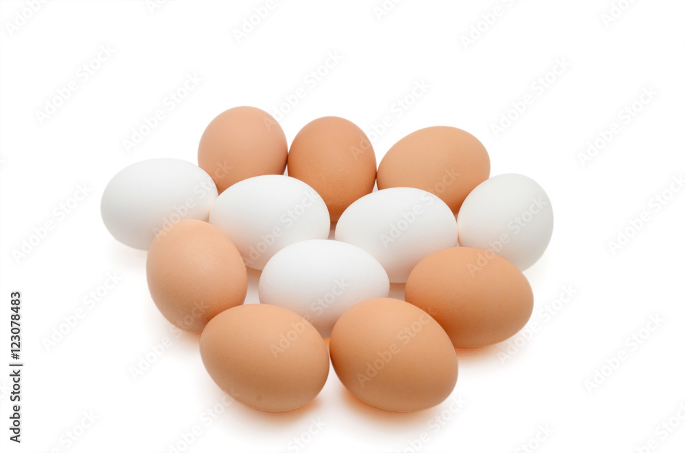 Fresh organic eggs isolated on white background Fresh organic eggs isolated on white background