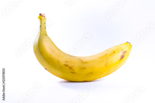 Single Banana Yellow Ripe Fresh Fruit Isolated White Background