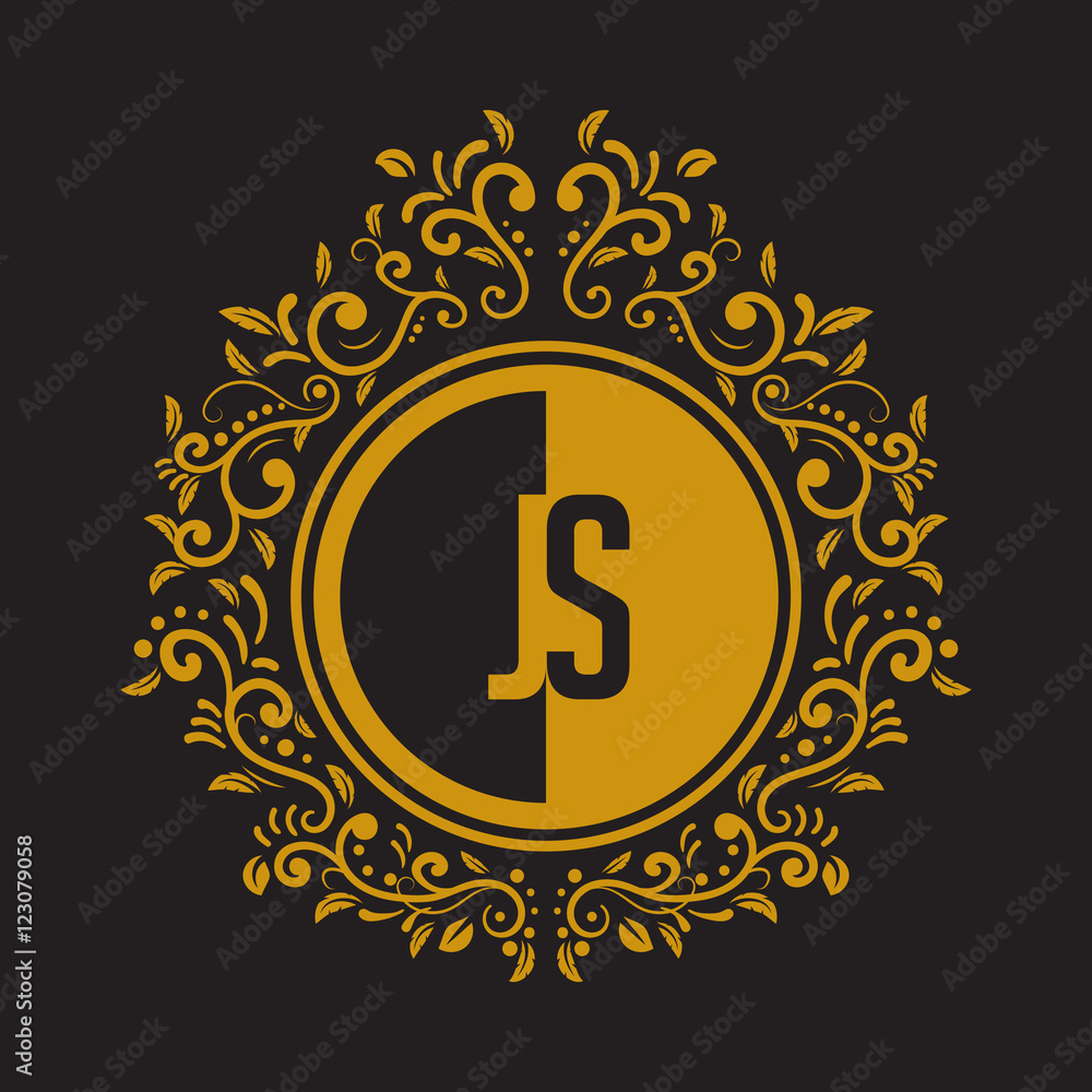 Fototapeta premium INITIAL CIRCLE HALF vintage elegant luxury