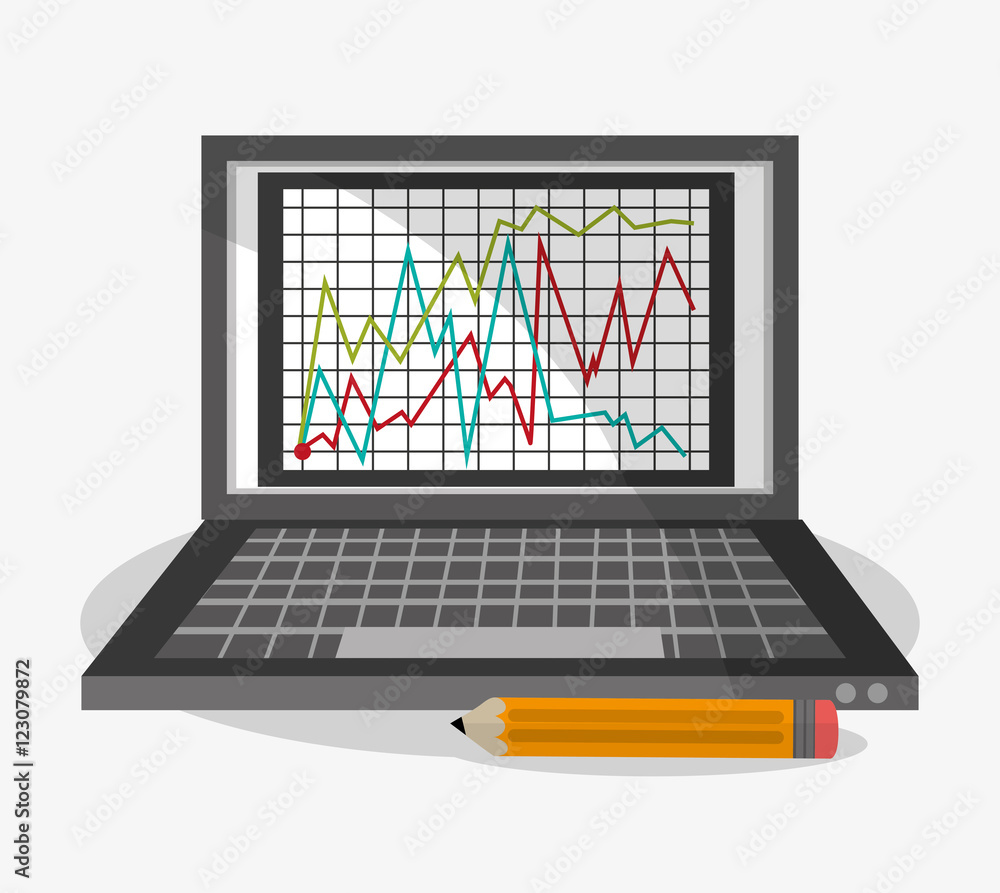 Diagram laptop and pencil icon. Infographic data and information theme. Isolated design. Vector illustration Diagram laptop and pencil icon. Infographic data and information theme. Isolated design. Vector illustration